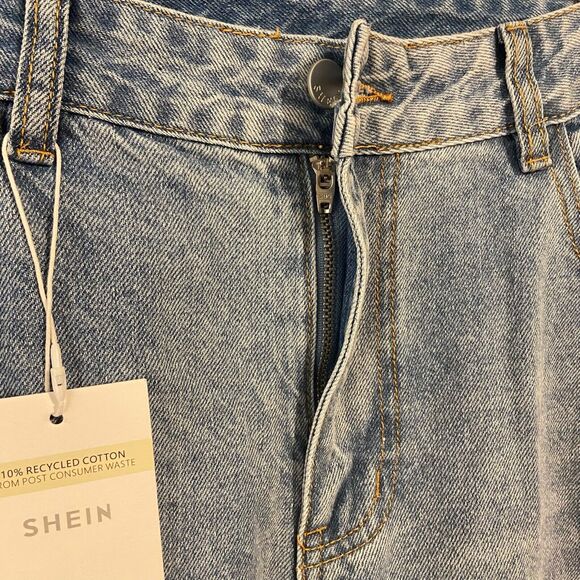 NWT Shein Wide Leg Jeans Women's Size‎ 12 Blue Denim Retro Straight Casual - Picture 6 of 11